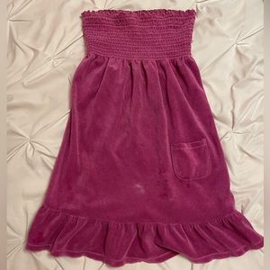 Juicy Couture smocked strapless towel terry purple dress size medium
